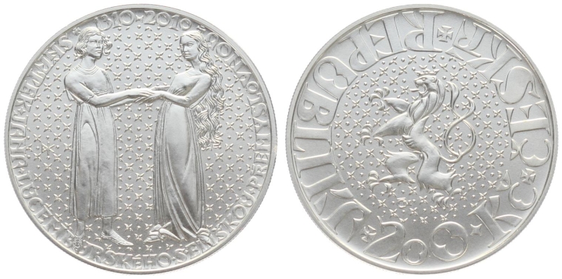 Tschechische Republik 200 Korun 2010 - 700. Jahrestag der Hochzeit von Johann von Luxemburg und Elisabeth von Böhmen